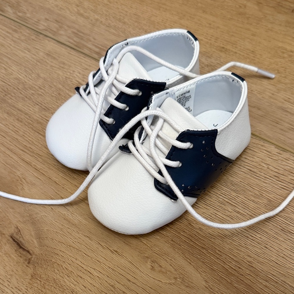 Janie and Jack White and Navy Baby Shoes sandal shoes